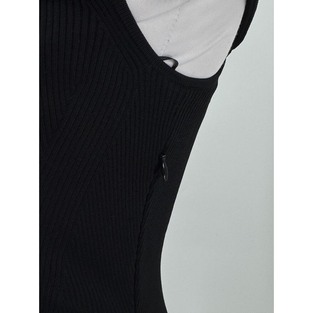 Alexander McQueen Black Rib Ruffle Hem Off-the-Shoulder Mini Dress Sz XS - Picture 4 of 8